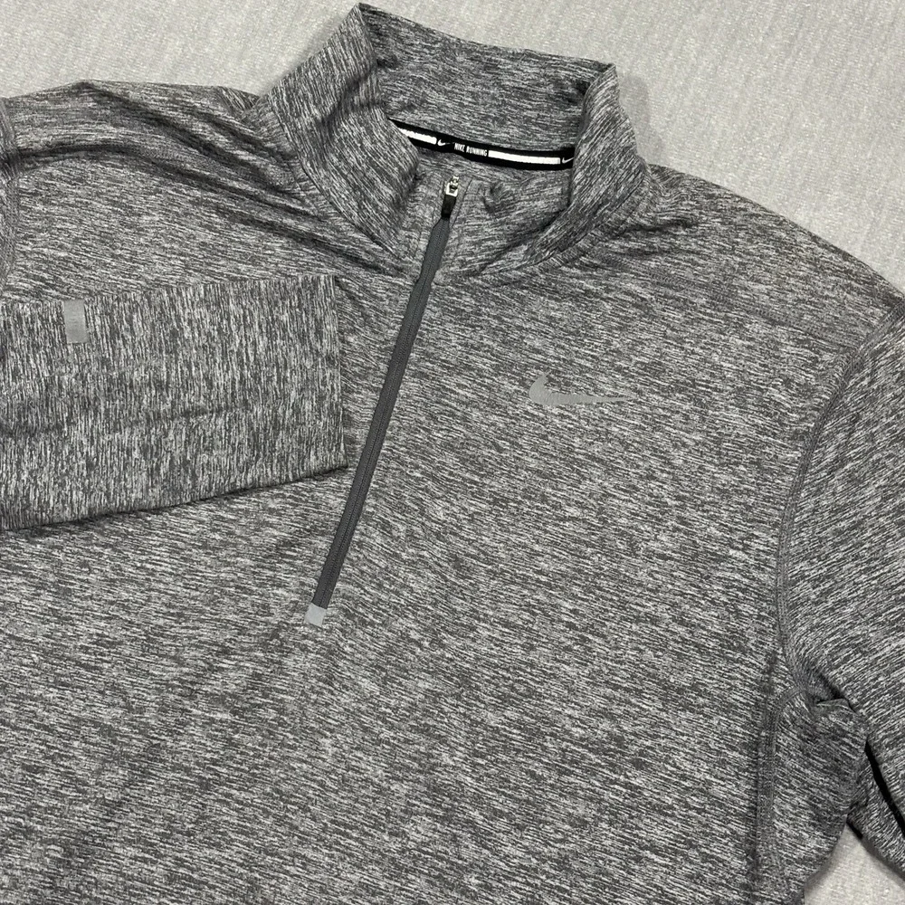 Nike Element Running Pullover Mens Large Gray Dri-Fit 1/4 Zip Gym Training Read